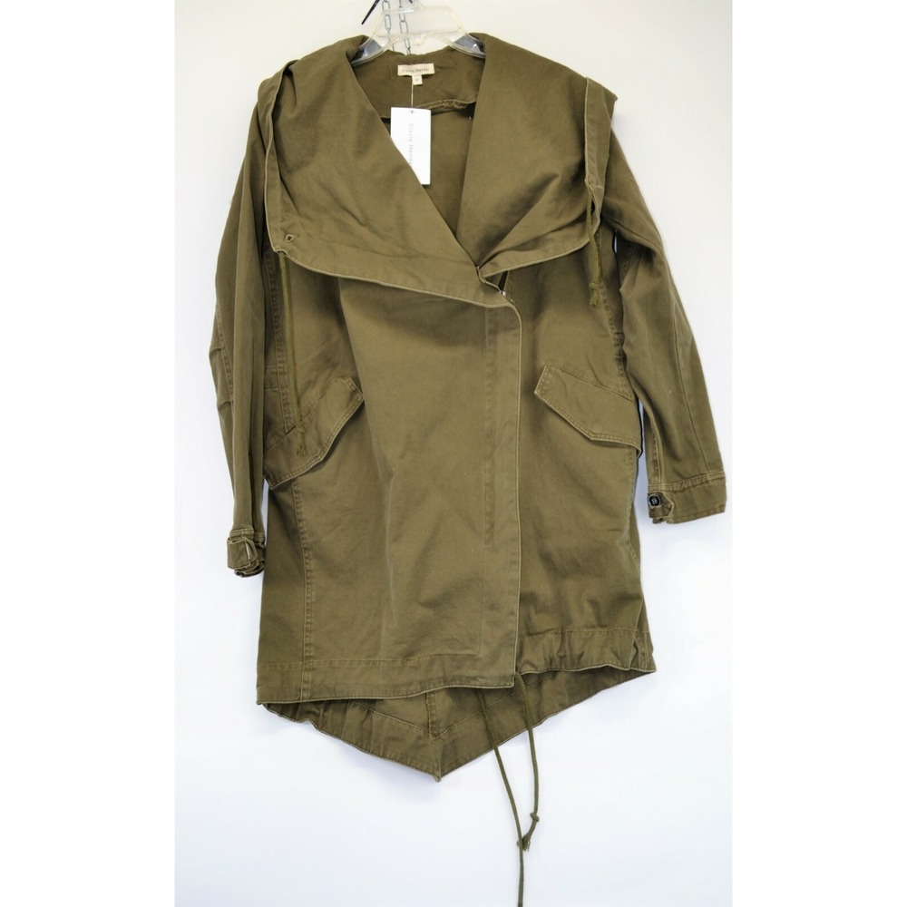 Stevie Hender Women Medium Green Cotton Full Zip Hooded Jacket NEW (E6)